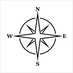 Wind rose retro design isolated. Compass navigation dial. Vector stock illustration