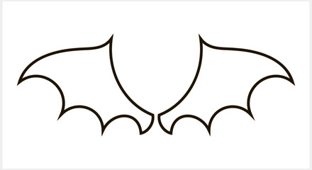 Outline bat wings isolated. Hand drawn art. Halloween sketch symbol. Animal vector stock illustration