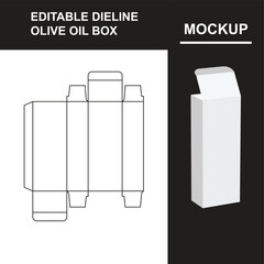 Dieline Template, Box Dieline, Editable Olive Oil Box Dieline Template Vector for Packaging Design
