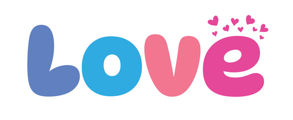 love , colorful lettering words in white background