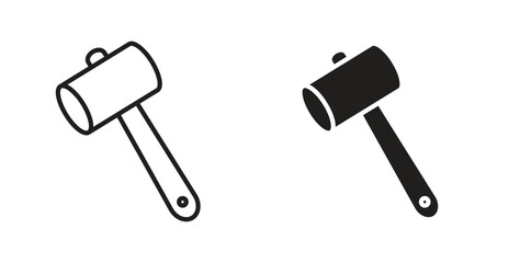 Wooden mallet icon Logos. Flat Vector Icon Design Template