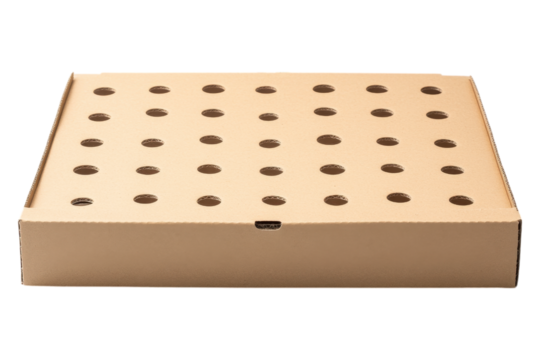Beige Cardboard Pizza Box with Perforated Design