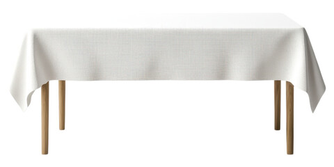 Elegant White Tablecloth on Wooden Table