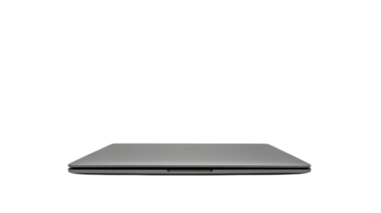 Sleek silver laptop closed on black background depicting technology and digital workspace concept