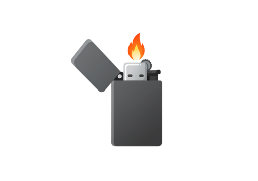 Pixel Art Lighter with Flame isolated on transparent baackground