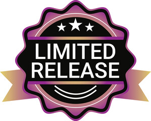  Limited Release Purple and Gold Product Badge Vector Illustration - Exclusive Collection and Special Edition Label with Stars