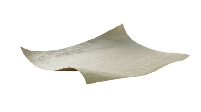 Textured beige paper sheet floating against a solid black background with delicate texture