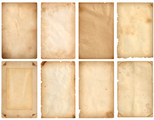 vintage aged paper collection old parchment sheets isolated on transparent background