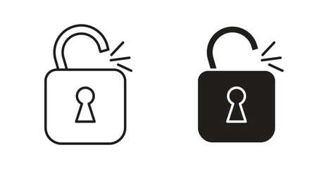 Unlock icon Logos. Flat Vector Icon Design Template