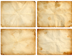 vintage aged paper collection old parchment sheets isolated on transparent background