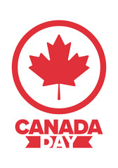 Canada Day. Happy national holiday, celebrated annual in July 1. Canadian flag. Maple leaf. Patriotic symbol and elements. Poster, card, banner and background. Vector illustration