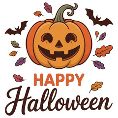 Smiling jackolantern greeting card vector isolated white background