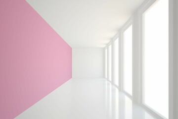 Fototapeta premium Modern white and pink room with window