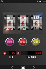 Casino slot machine on mobile display