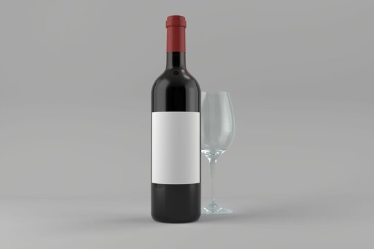 Fototapeta Wine bottle with drinking glass