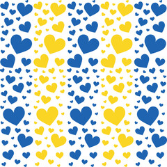 Many hearts painted in the colors of the Ukrainian flag - Vector illustration