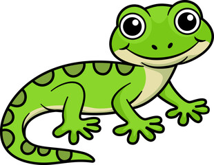Cute green gecko vector illustration 