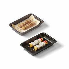 Skewered barbecue meat isolated on transparent background  