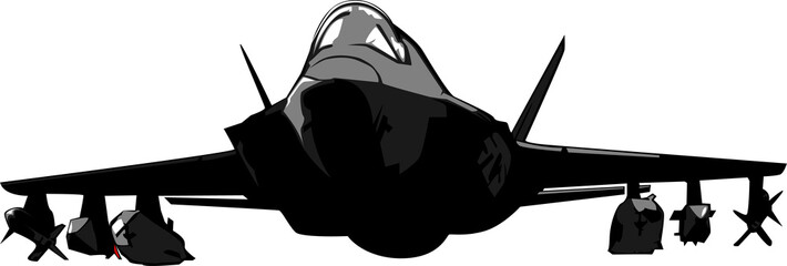 Vector illustration of black jet fighters on the white background.