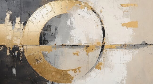 Luxurious design combining shades of gold, black, gray, and beige for an elegant ambiance.