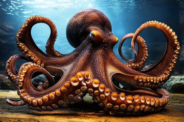 Obraz premium Explore the wonders of the North Pacific giant octopus, a remarkable inhabitant of the ocean depths.