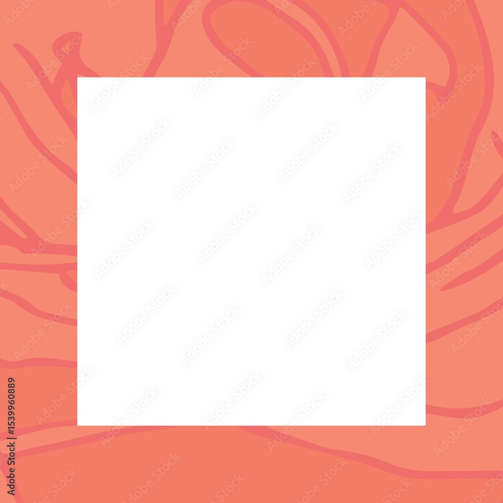 Poster image of white square with copy space over shapes on orange background