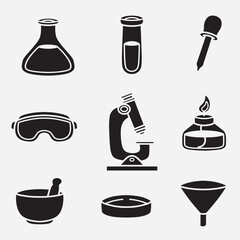 set of laboratory equipment good for icon, logo, symbol, element design, silhouette design, etc