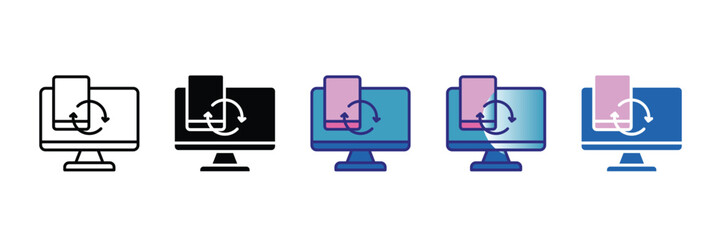 Sync Across Devices Icon Set Multiple Style Collection
