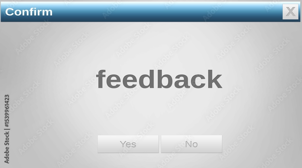 Poster image of feedback text with icons on grey background