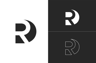 Creative letter RD logo design with negative space style, clean and clever design, vector illustration