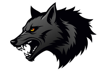 Bold Wolf Head Artwork with Glowing Eyes and Detailed Fur