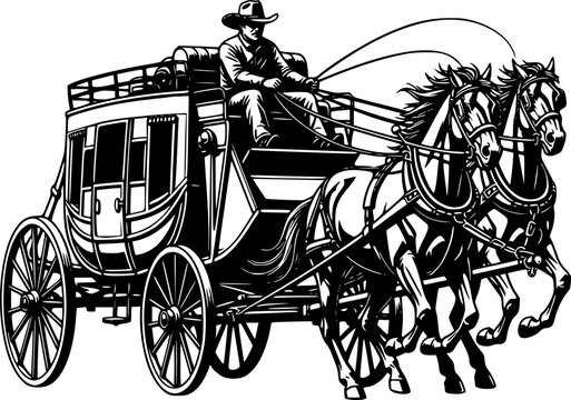 Fototapeta Vintage Stagecoach Silhouette