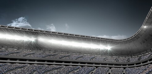 Image of stadium with lights over sky