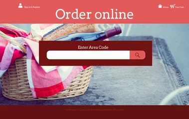 Fototapete Rund Wicker picnic basket with bread and wine bottle is showing on interface with search bar overlay © vectorfusionart