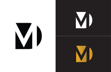 Creative letter MD logo design with negative space style, clean and clever design, vector illustration