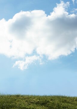 Fototapeta Blue sky over green field