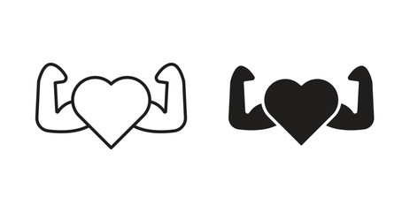 Strong heart icon Logos. Flat Vector Icon Design Template