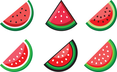 Watermelon slice vector illustration showing a juicy red fruit isolated on white background