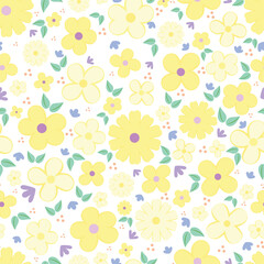 Seamless floral pattern vector illustration featuring colorful flowers, perfect for spring or summer textile design and decorative wallpaper