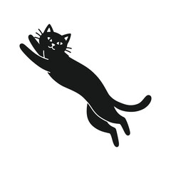 Flying black cat in leaping pose, dynamic and fun – Vector Illustration
