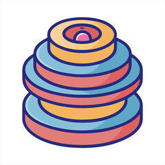 Stylized image of a stacked ring tower toy for baby or toddler