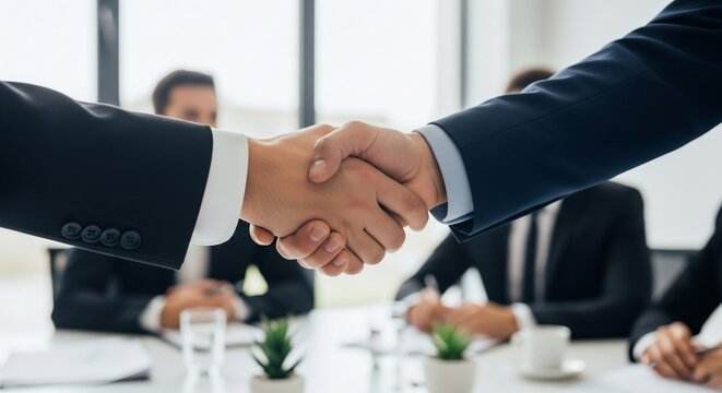 Business handshake signifies agreement between two parties