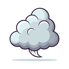 Stylized Cartoon Cloud with Shadow on White Background  Vector Illustration