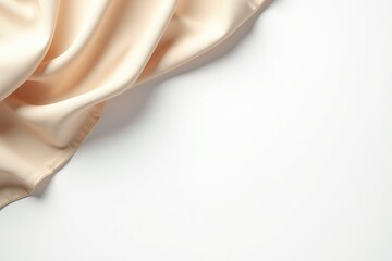 silk satin fabric background with smooth wave and swirl pattern in cream color