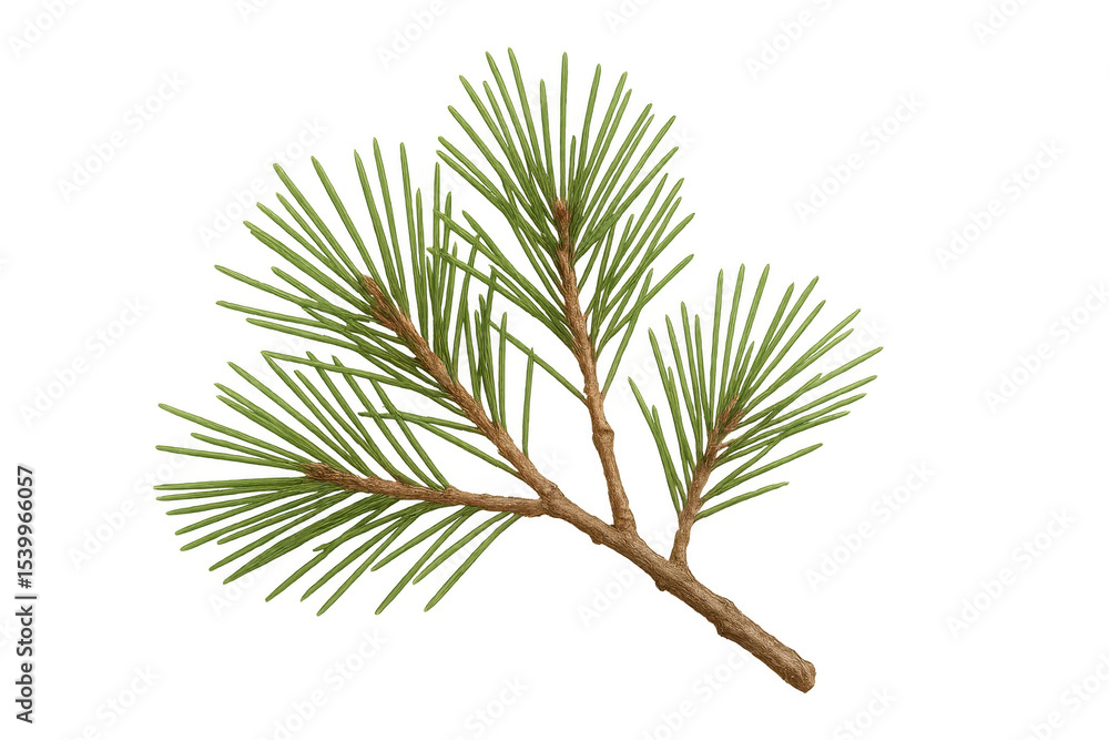 Poster vibrant green pine branch isolated, perfect for adding a touch of nature to designs with transparent