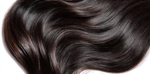 Close-up view of healthy, dark brown human hair.