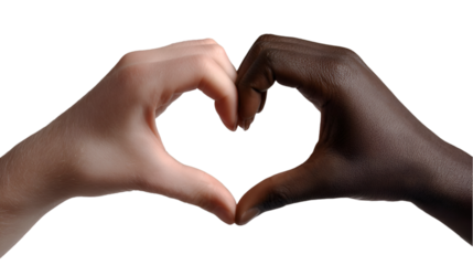 Two hands forming a heart shape unity diversity love