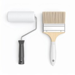 Two painting tools: a paint roller and a brush, perfect for home improvement projects and creative painting.