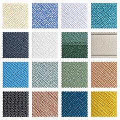 A collection of various fabric swatches showcasing vibrant colors and unique textures for design inspiration.