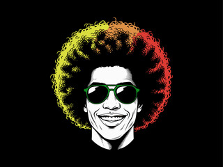 Afro man face vector, juneteenth vector, dreadlocks, afro hair male face